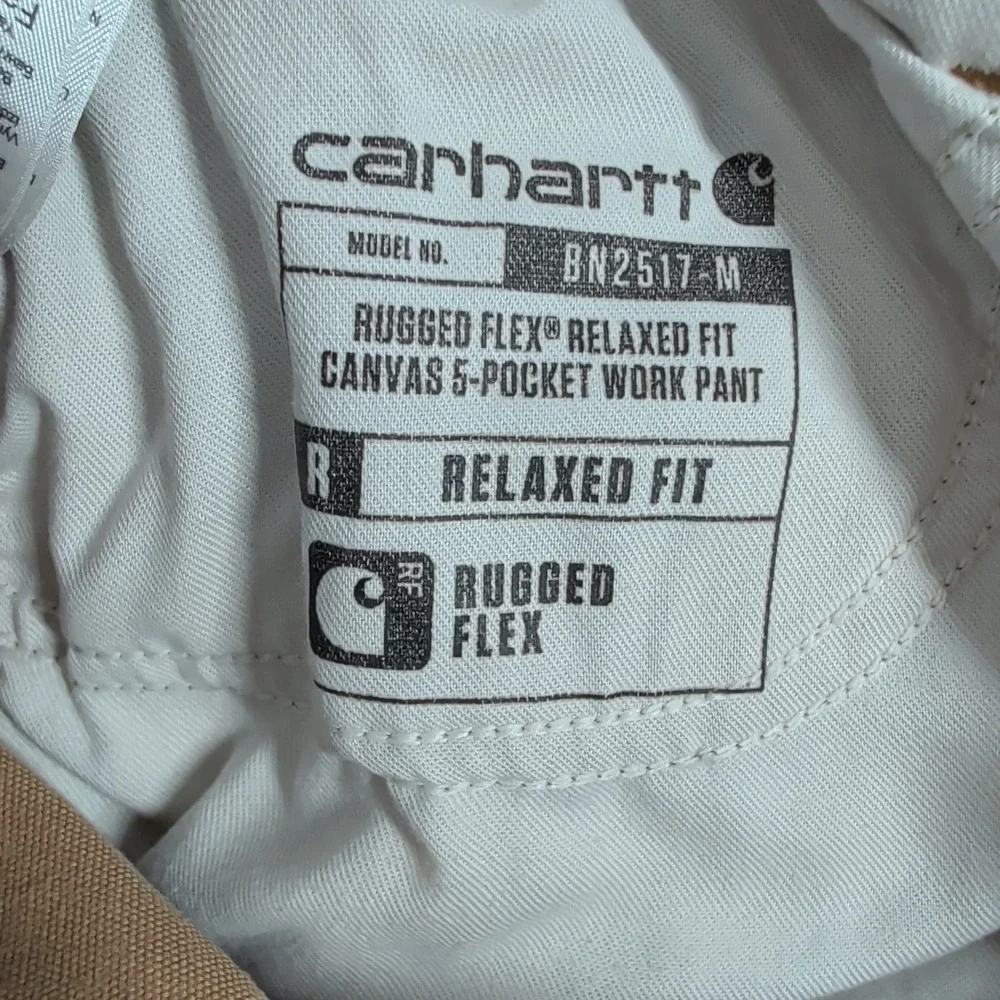Carhartt Work Pant Mens 34x32 Brown Rugged Flex Relaxed Fit Canvas Distressed